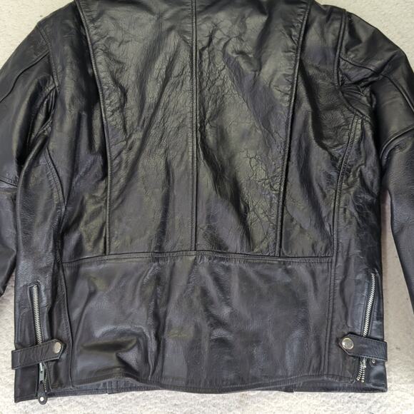 Vintage Unik Black Leather Biker Racing Jacket Cafe Men's 44‎ Quilted Thinsulate - Picture 8 of 13